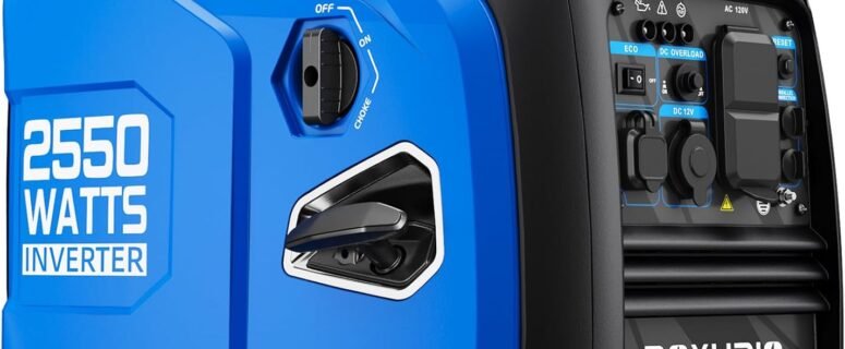 2550-Watt Portable Inverter Generator for Home Use, 1.06Gallon Large Fuel Tank Up to 10 Hours Use, 120V Gas Powered Generator Super Quiet – EPA Compliant-Sky Blue