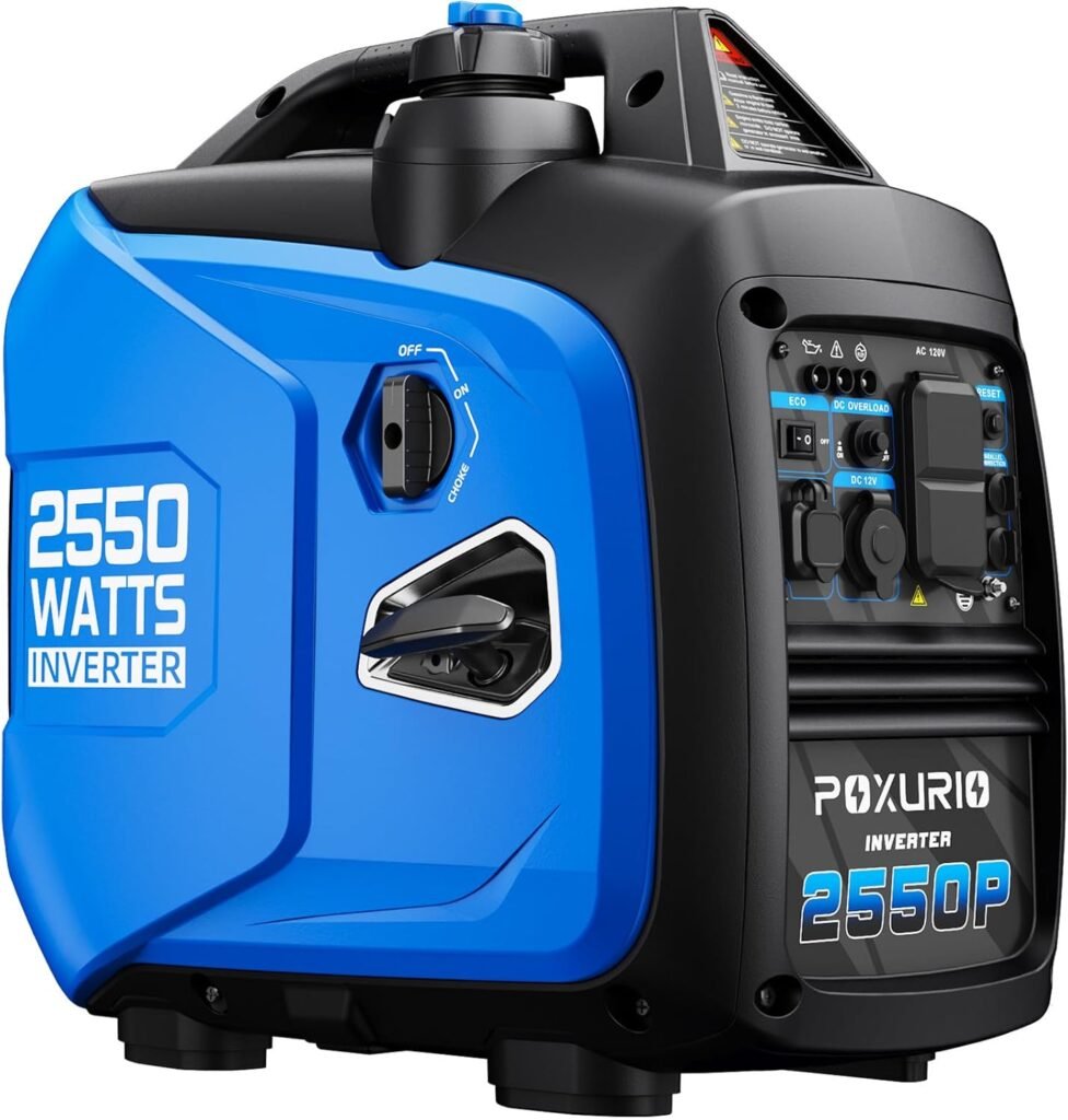 2550-Watt Portable Inverter Generator for Home Use, 1.06Gallon Large Fuel Tank Up to Hours Use, 120V Gas Powered Generator Super Quiet - EPA Compliant-Sky Blue