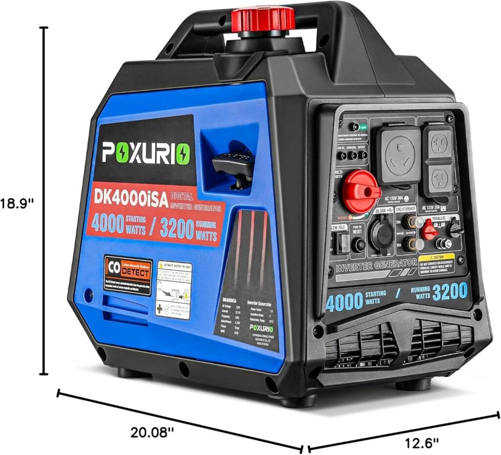 2550-Watt Portable Inverter Generator for Home Use, 1.06Gallon Large Fuel Tank Up to Hours Use, 120V Gas Powered Generator Super Quiet - EPA Compliant-Sky Blue