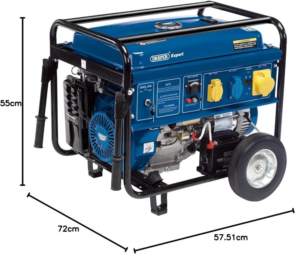 Draper 5.5KVA/5.0KW Petrol Generator with Wheel