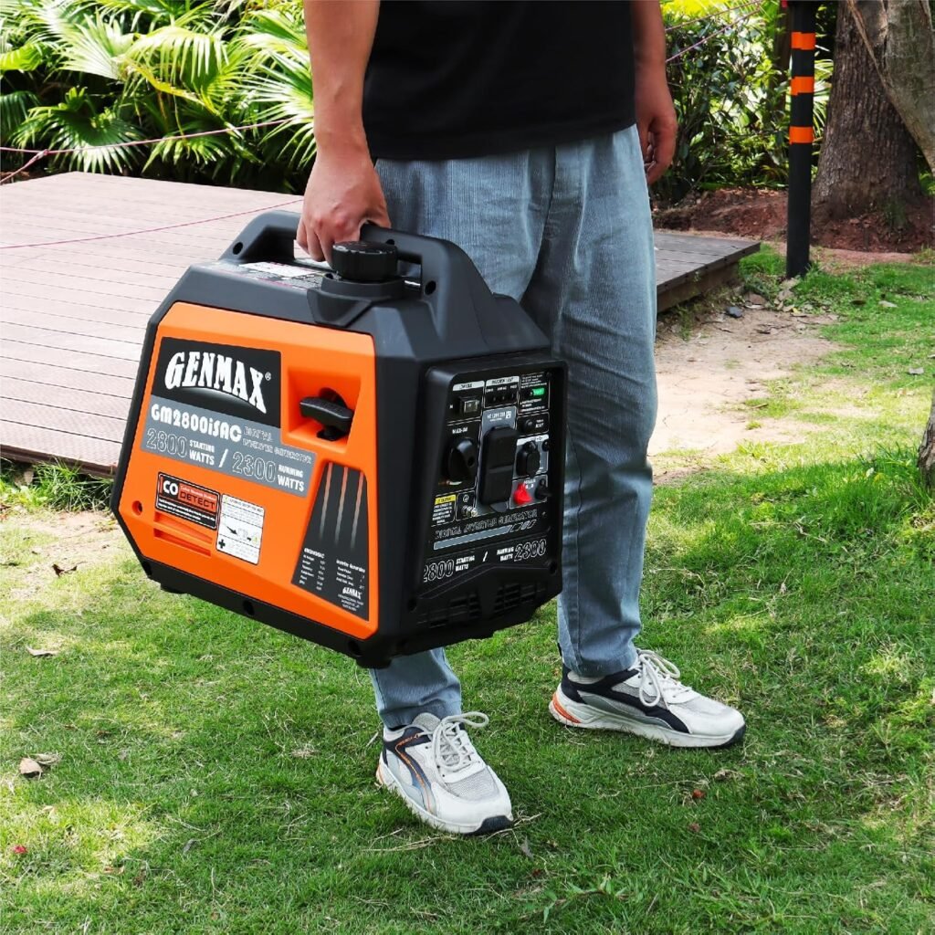 GENMAX Portable Generator, 2800W ultra-quiet gas engine,with CO Sensor and Parallel Capability, Ideal for camping outdoor Home backup power.EPA CARB Compliant (GM2800iSAC) GENMAX Portable Generator, 2800W ultra-quiet gas engine,with CO Sensor and Parallel Capability, Ideal for camping outdoor Home backup power.EPA CARB Compliant (GM2800iSAC)