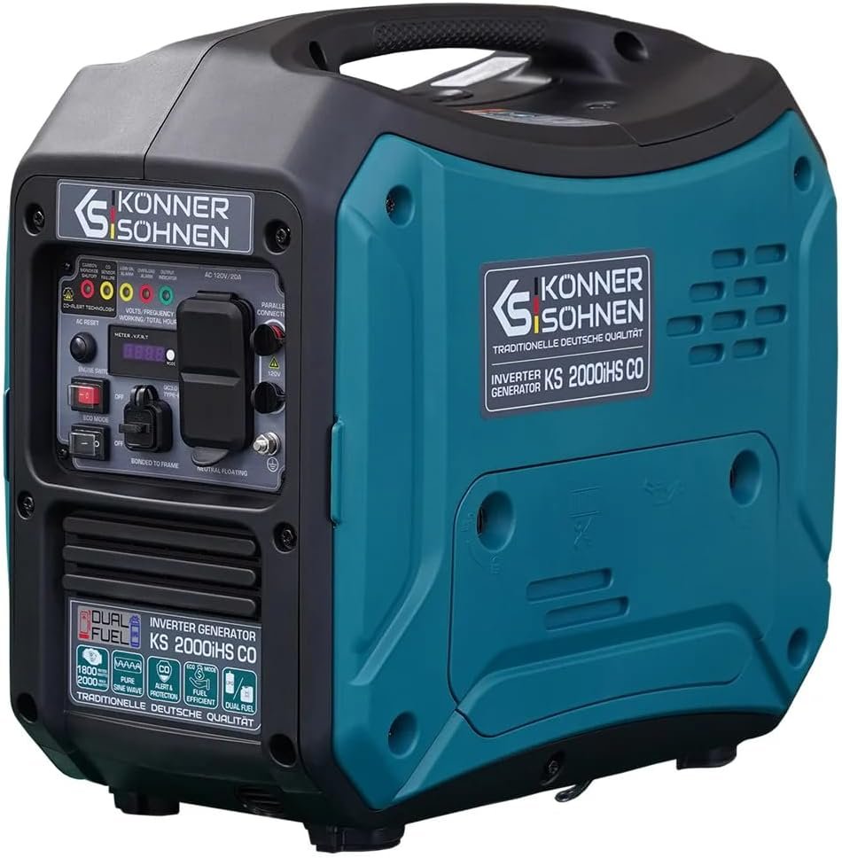 Konner Sohnen 2250W 17A Fuel Inverter Generator, Fuel Efficient Technology, Super Quiet, Light, CO Sensor, Support for Home Use Konner Sohnen 2250W 17A Fuel Inverter Generator, Fuel Efficient Technology, Super Quiet, Light, CO Sensor, Support for Home Use