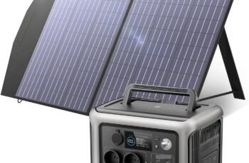 R600 Portable Power Station With Solar Panel 100W, 600W 299Wh LiFePO4 Generator UPS Battery Backup MPPT For RV Ultra-Long Battery Life(Black)