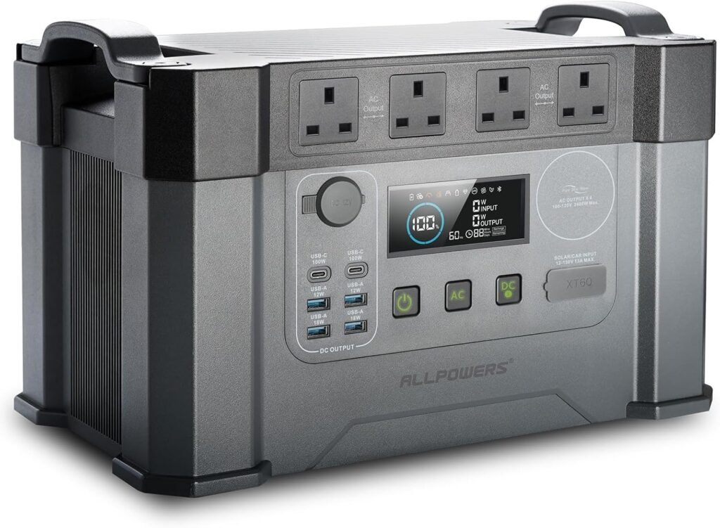 ALLPOWERS S2000 Pro 1451Wh Portable Power Station, 4x 2400W AC Outlet Solar Generator Outdoor Generator for Home Backup, Emergency, Outdoor, RV, Camping, Power Outage