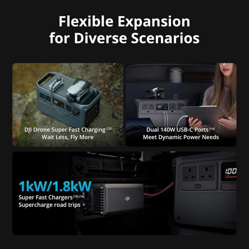 DJI Power V2 Portable Power Station, 200W Foldable Solar Panel, 1024Wh LFP Battery, 2600W Stable Output, 0-80% in Mins, MPPT, Enhanced Safety, Ultra-Quiet, Camping, Blackout, RV
