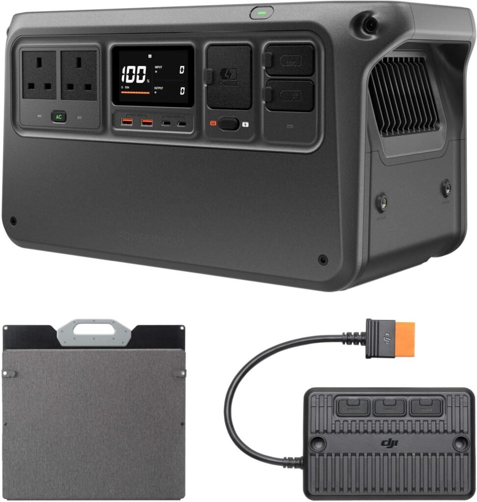 DJI Power V2 Portable Power Station, 200W Foldable Solar Panel, 1024Wh LFP Battery, 2600W Stable Output, 0-80% in Mins, MPPT, Enhanced Safety, Ultra-Quiet, Camping, Blackout, RV