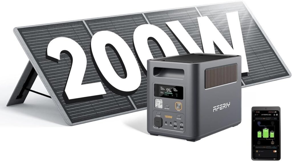 AFERIY P180Pro 1024Wh Portable Power Station with 200W Solar Panel, Expandable to 5120Wh, 1H Fast Charging, 10ms UPS, Outputs, with App, Pure Sine Wave 230V, for Camping/Garden/Emergency-2026 New AFERIY P180Pro 1024Wh Portable Power Station with 200W Solar Panel, Expandable to 5120Wh, 1H Fast Charging, 10ms UPS, Outputs, with App, Pure Sine Wave 230V, for Camping/Garden/Emergency-2026 New
