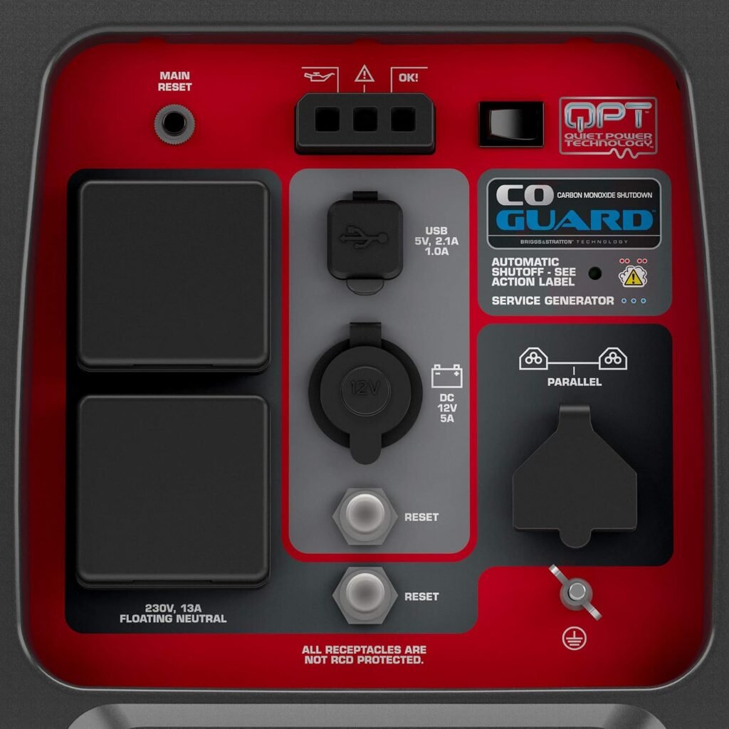 Briggs Stratton Petrol Portable Inverter Generator PowerSmart Series P2400, Watt/1800 Watt Clean Power, Ultra Quiet and Lightweight , Grey Briggs Stratton Petrol Portable Inverter Generator PowerSmart Series P2400, Watt/1800 Watt Clean Power, Ultra Quiet and Lightweight , Grey