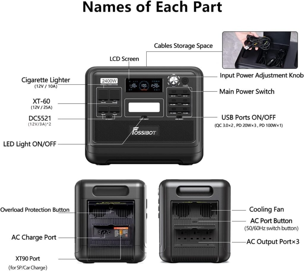 FOSSIBOT F2400 Power Station 2400W/2048Wh LiFePO4 lightweight | App control, Various sockets:USB/A/C,AC for Camping,Home Office,RV,Off-Grid,Emergency Backup FOSSIBOT F2400 Power Station 2400W/2048Wh LiFePO4 lightweight | App control, Various sockets:USB/A/C,AC for Camping,Home Office,RV,Off-Grid,Emergency Backup
